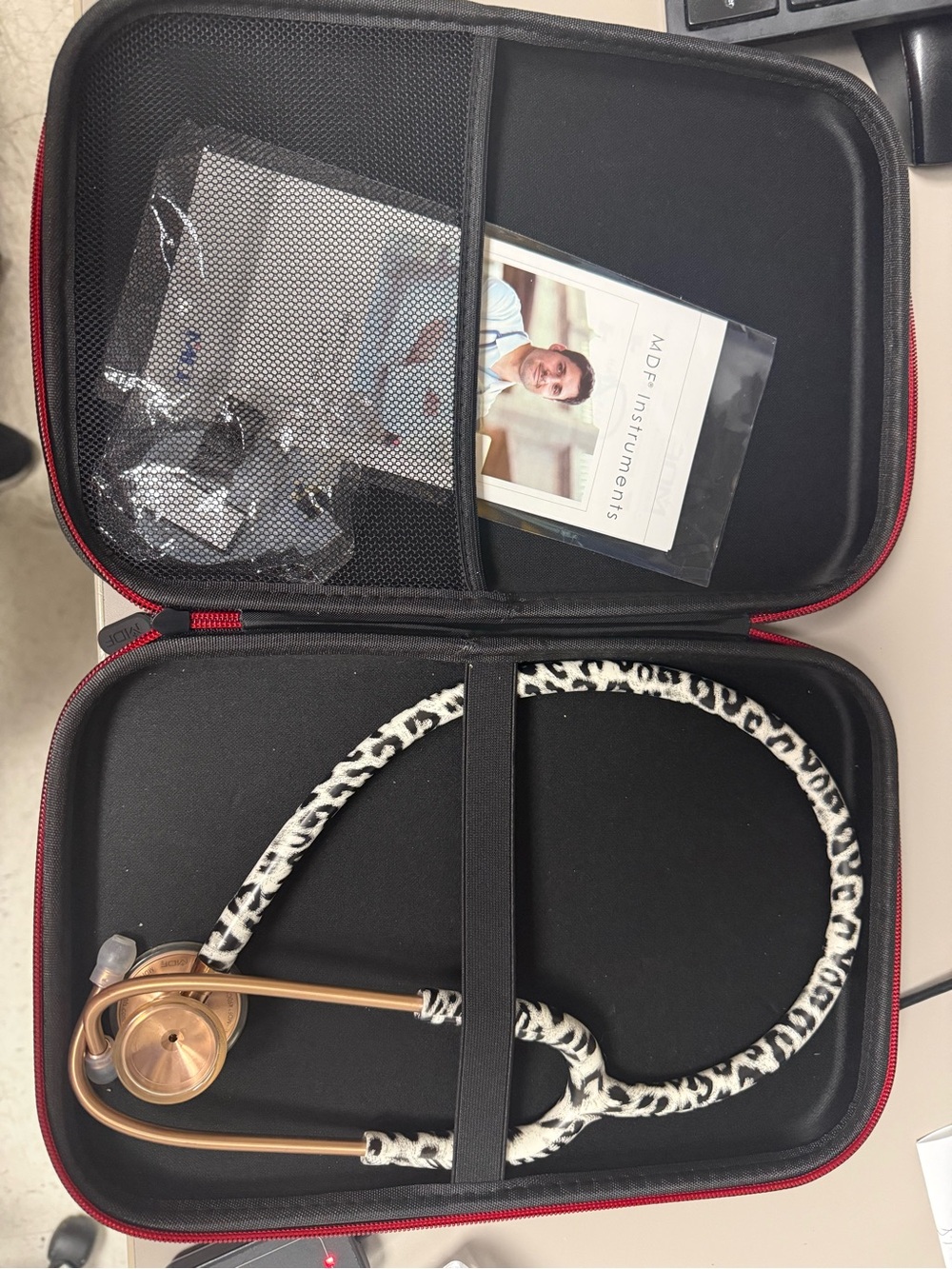 Rose Gold Stethoscope with Black & White Patterned Tubing - Men Accessories